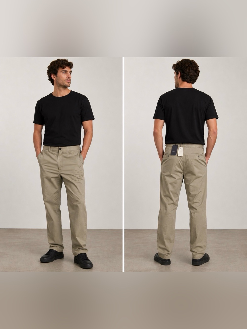 ZEGNA Sport US 39 EU 56 Men's Beige Silk Touch Cotton Trousers Pants NEW